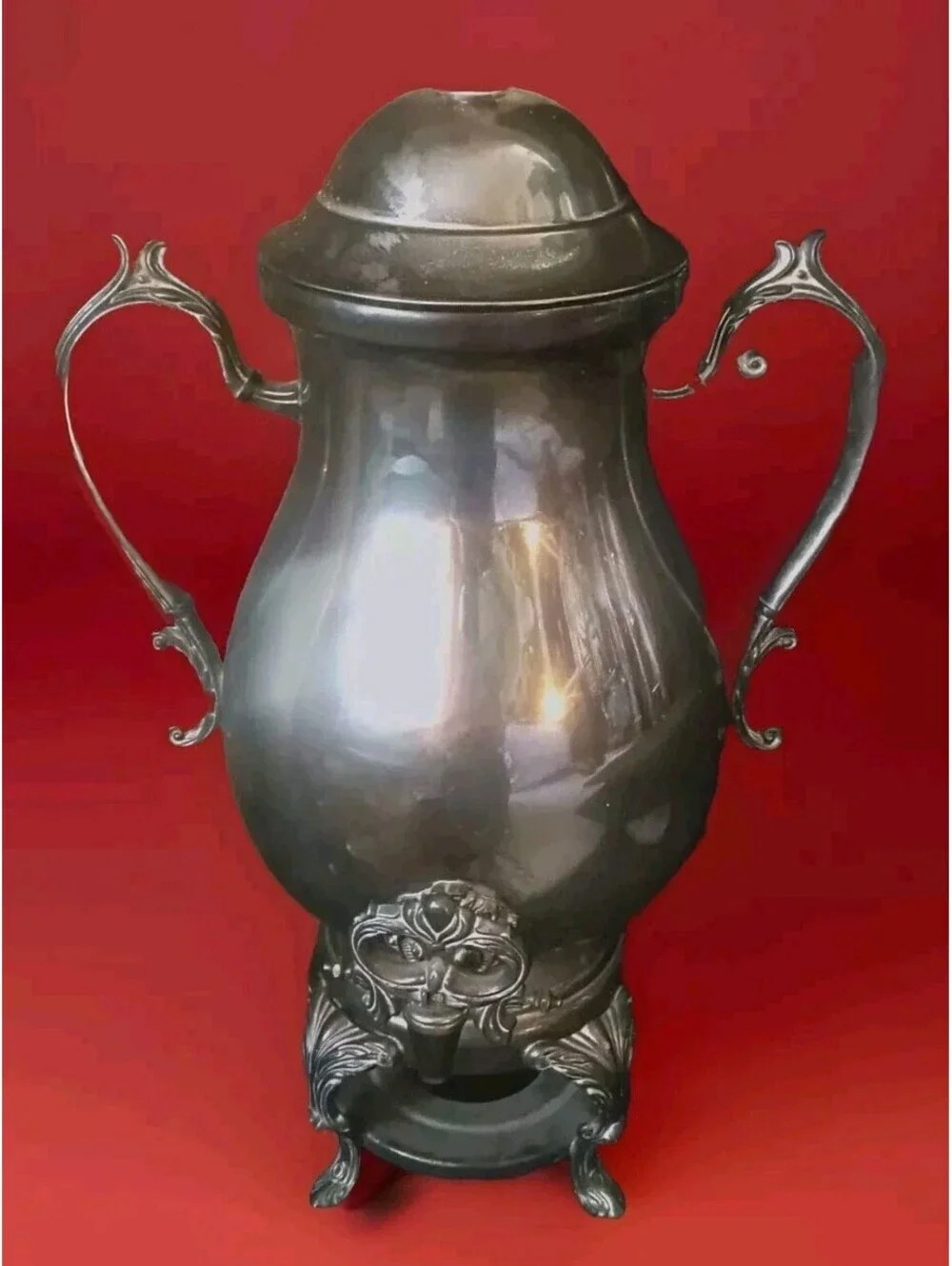 Vintage Silver plated Coffee Tea Urn Decanter Server Samovar Made in Indonesia.